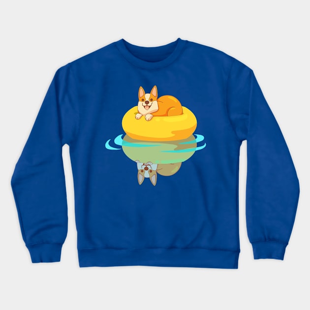 Corgi in the pool Crewneck Sweatshirt by Victoria Hamre